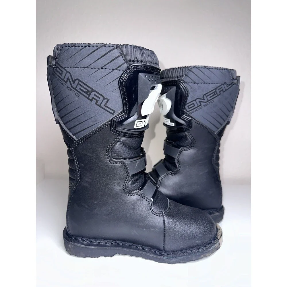 ONEAL MX Rider Boots Youth  Kid Size 1 US EUR 33 Black Motocross Dirtbike Boots